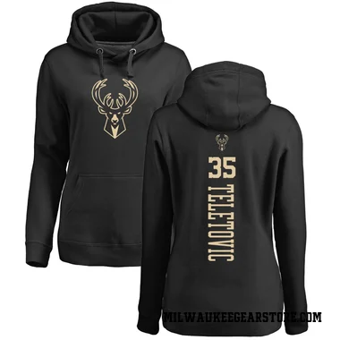Black Women's Mirza Teletovic Milwaukee Bucks Branded One Color Backer Pullover Hoodie