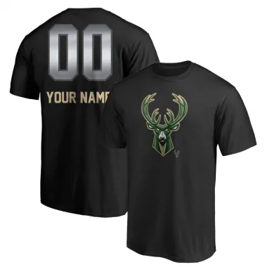Black Youth Custom Milwaukee Bucks Midnight Mascot T-Shirt