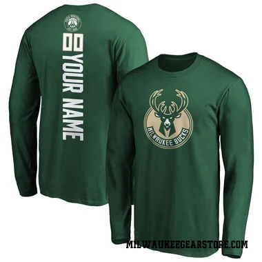 Green Men's Custom Milwaukee Bucks Backer Long Sleeve T-Shirt