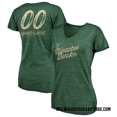 Green Women's Custom Milwaukee Bucks Sideline V-Neck T-Shirt
