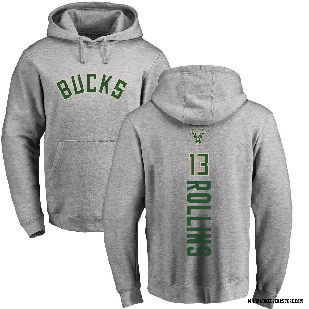 Men's Ryan Rollins Milwaukee Bucks Branded Ash Backer Pullover Hoodie