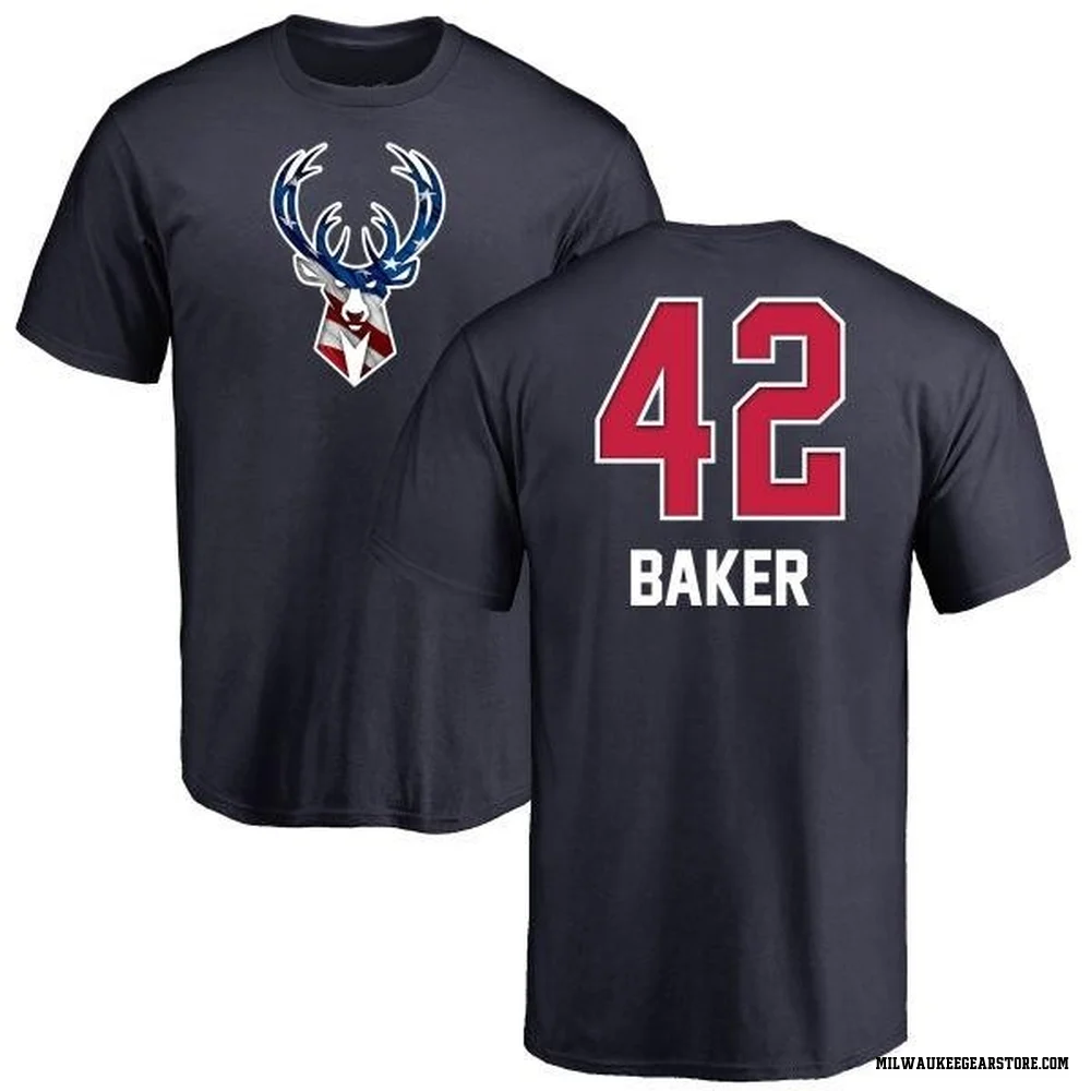 Navy Youth Vin Baker Milwaukee Bucks Name and Number Banner Wave T-Shirt