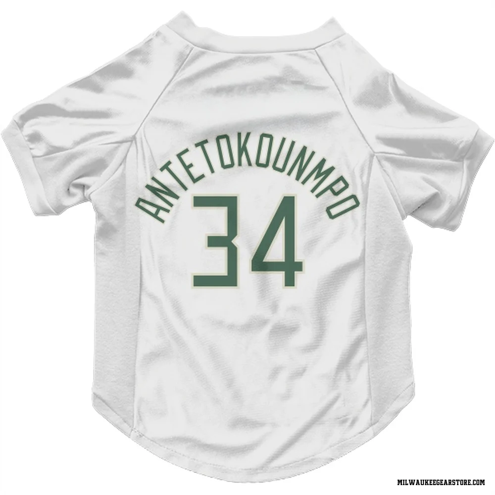 White Milwaukee Bucks Giannis Antetokounmpo   Dog & Cat Pet Jersey