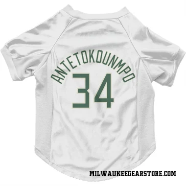 White Milwaukee Bucks Giannis Antetokounmpo   Dog & Cat Pet Jersey