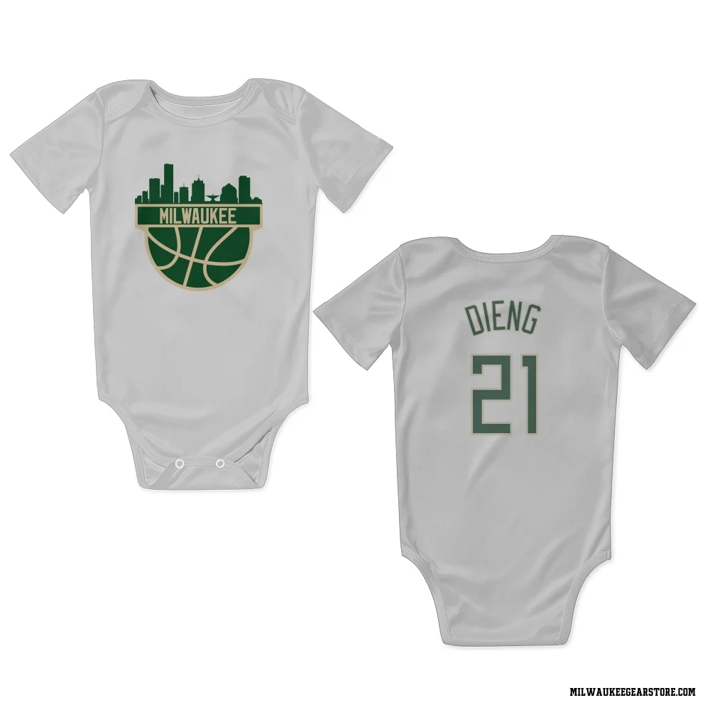 White Milwaukee Bucks Ousmane Dieng   Newborn & Infant Bodysuit