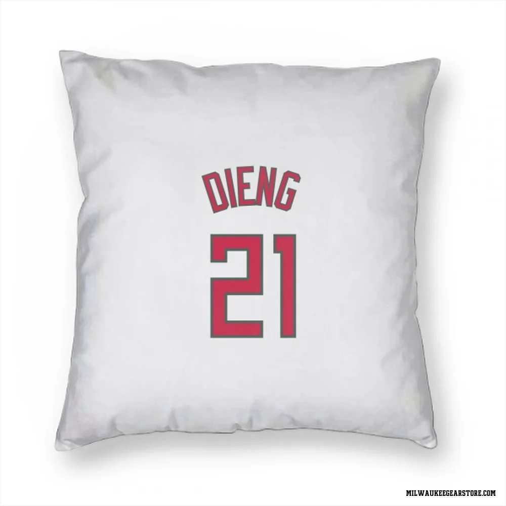 White Milwaukee Bucks Ousmane Dieng   Red Pillow Cover (18 X 18)