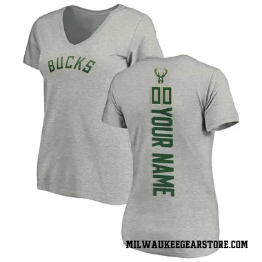 Women's Custom Milwaukee Bucks Ash Backer T-Shirt