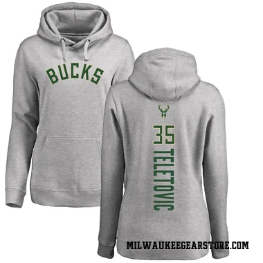 Women's Mirza Teletovic Milwaukee Bucks Branded Ash Backer Pullover Hoodie