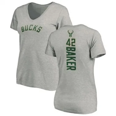 Women's Vin Baker Milwaukee Bucks Ash Backer T-Shirt