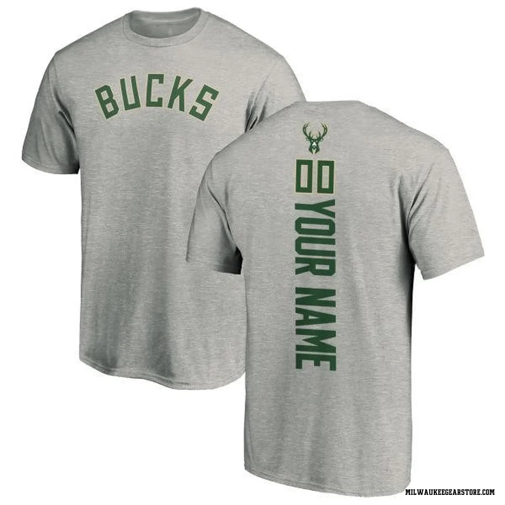 Youth Custom Milwaukee Bucks Ash Backer T-Shirt